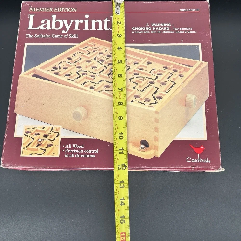 Labyrinth Wooden Tilting Puzzle Maze Game Cardinal #190 Premiere Edition 2 balls